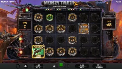 A winning spin in the Money Train 2 slot machine base game.